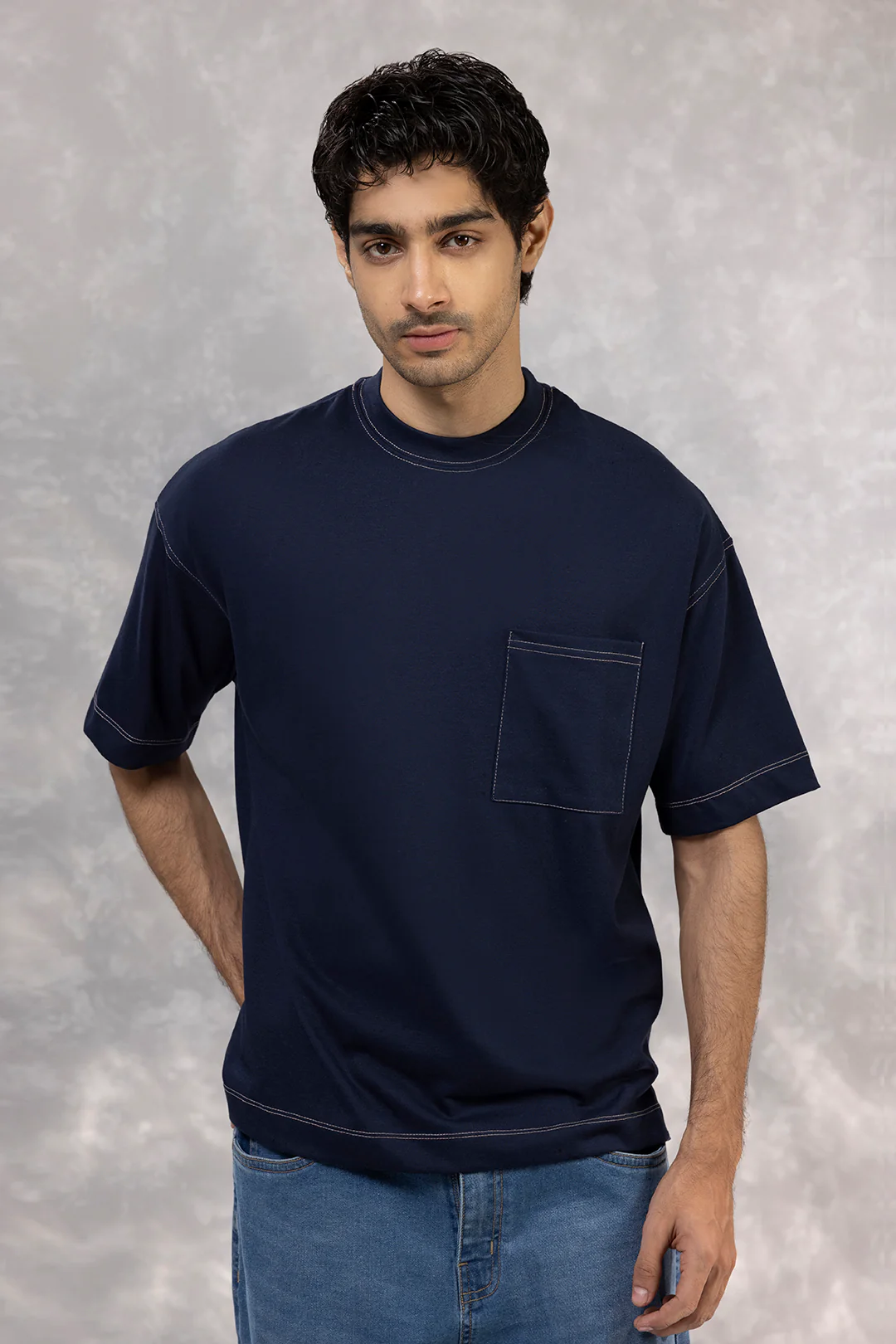 Basic Pocket Basic Oversized Pocket T-Shirt - D087 - ZELLBURY
